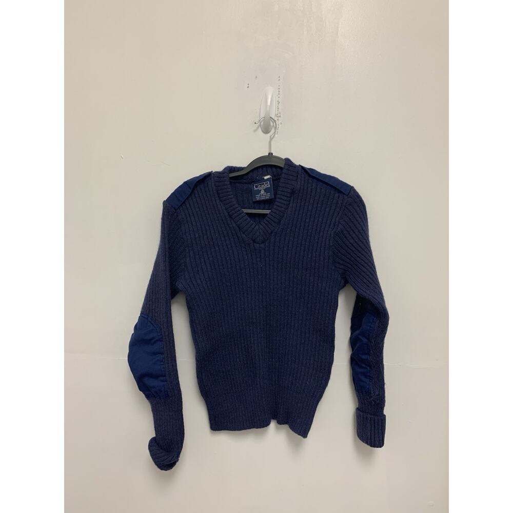 Citadel Sweater Mens 42 Blue Wool Ribbed Pullover Jumper Military England Made